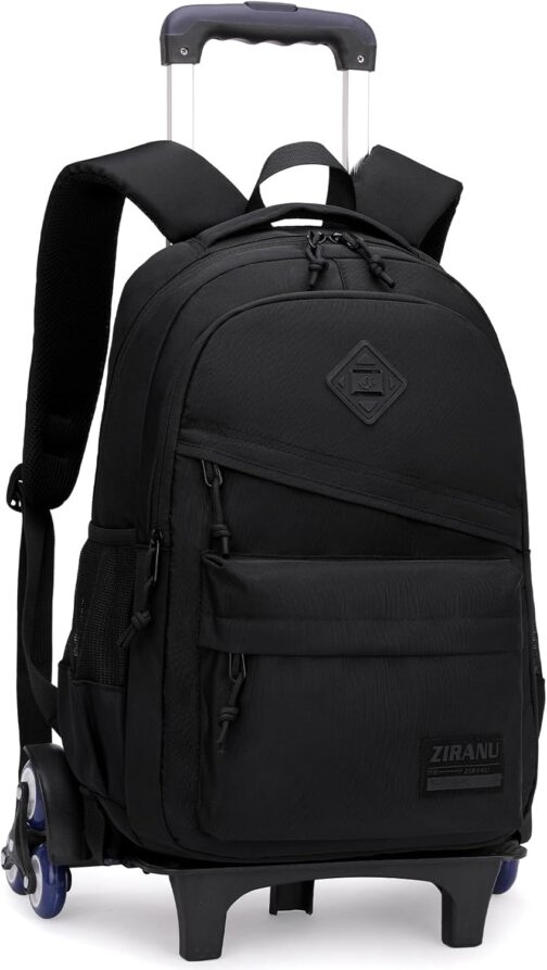 Tanou Trolley Backpack with Wheels for Boys - Unisex School Backpack Teenager with 6 Wheels Waterproof - School Bag Trolley Boys Casual Daypack for 3rd 9th Grade, 25L