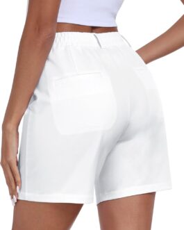 MoFiz Bermuda Shorts Women’s Summer Shorts with Pockets Business Cargo Trousers Casual for Golf Hiking Travel