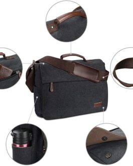 Ruschen Laptop Bag Men’s Vintage Canvas for a 15.6 Inch Laptop, Premium Shoulder Bag, Messenger Bag