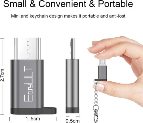 EasyULT USB Type C Adapter to Micro USB [4 Pack], USB Type C (Female) to Micro USB (Male) Adapter Compatible with Samsung J6/J5/J4/J3/S7/S7 Edge/S6, Huawei Y7/Y6/P Smart/P8 Lite, LG G4 – Bild 5
