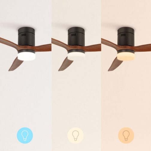 CREATE / Windcalm / Ceiling Fan with Lighting and Remote Control, Black Base with Dark Wood Blades / 40 W, Wi-Fi, Quiet, Diameter 132 cm, 6 Speeds, Timer, DC Motor, Summer and Winter Operations – Bild 3