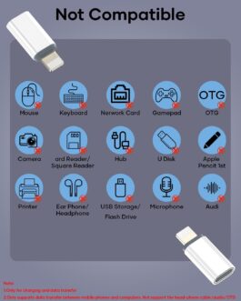 Zestiq USB C to Lightning Adapter, Pack of 2 Adapter USB C to Lightning, Supports Charging/Data Synchronisation iPhone Adapter for iPhone 14/13/12/11/iPad/Airpods, Not for Headphones/Audio/OTG