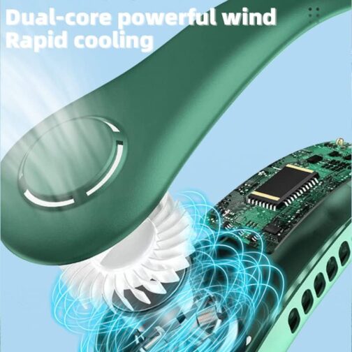 Portable USB Fan, Mini USB Neck Fan, Hanging Neck Fan, Quiet Rechargeable, 3 Speeds with 360° Airflow, Neck Fan for Hiking, Outdoor Sports, Travel, Home, Office – Bild 3
