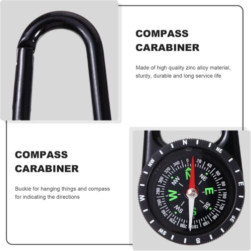 BESPORTBLE Compass Carabiner: Compass Portable Camping Orientation Running Compass Hiking Compass with Hook Ring Multifunctional Compass for Camping Navigation – Bild 5