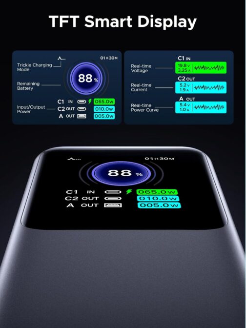 UGREEN Nexode Power Bank 25000mAh 200W Power Bank with 3 Ports, External Battery with Digital Display, USB C PD 3.1, Compatible with iPhone 16/15/14 Pro Max, Galaxy S24 Ultra, MacBook Pro, Dell, More – Bild 4
