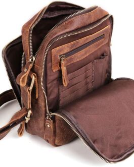 BAIGIO Shoulder Bag Men’s Leather Vintage Men’s Messenger Bag with Shoulder Strap for Work Travel Everyday Life, light brown, Retro