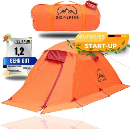 GOALPINE® Zelte für 1 & 2 große Personen | wasserdicht 4000mm | kleines Packmaß | zum Wandern, Bergtouren & Bikepacking | Ultraleicht | 3-4 Jahreszeiten | schneller aufbau