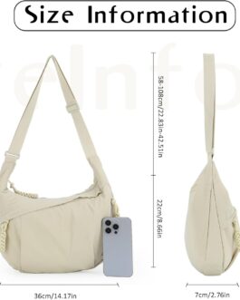 7VSTOHS Crossbody Bag Women’s Shoulder Bag, Large Nylon Shoulder Bag, Moon Bag, Stylish Crescent Moon Bag with Adjustable Shoulder Strap, Hobo Casual Handbag for Work, Travel, Everyday