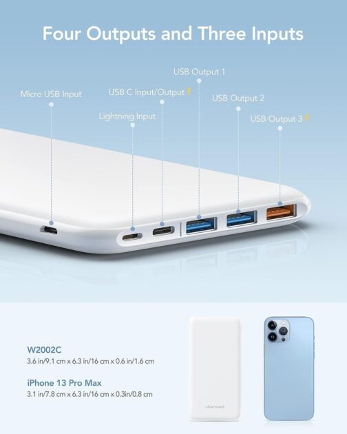 Charmast 26800 mAh Power Bank External Battery Lightning Type-C Micro USB Portable Slim Charger for MacBook iPhone iPad Nexus Samsung Huawei Other Smartphones – Bild 4