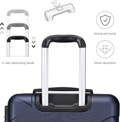 Kono Hard Shell Travel Suitcase 100% ABS Suitcase Hand Luggage Trolleys Cabin Suitcase 4 Spinner Wheels Trolley Suitcase Telescopic Handle Suitcase – Bild 7