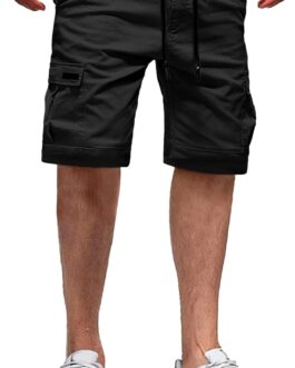 JACKETOWN Men’s Cargo Shorts Cotton Bermuda Shorts Men’s Summer Casual Trousers Elastic Waist with Pockets