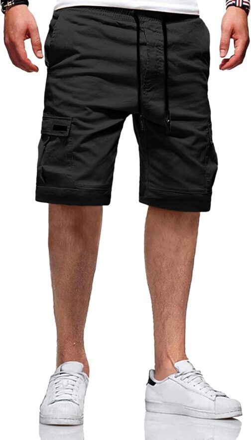 JACKETOWN Men's Cargo Shorts Cotton Bermuda Shorts Men's Summer Casual Trousers Elastic Waist with Pockets