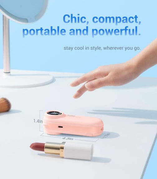 Diveblues Mini Portable Turbo Handheld Fan, 16 Hours Maximum Battery Life, 4000 mAh USB Rechargeable Fan with 5 Speeds for Travel, Outdoor, Concerts, Office – Bild 6