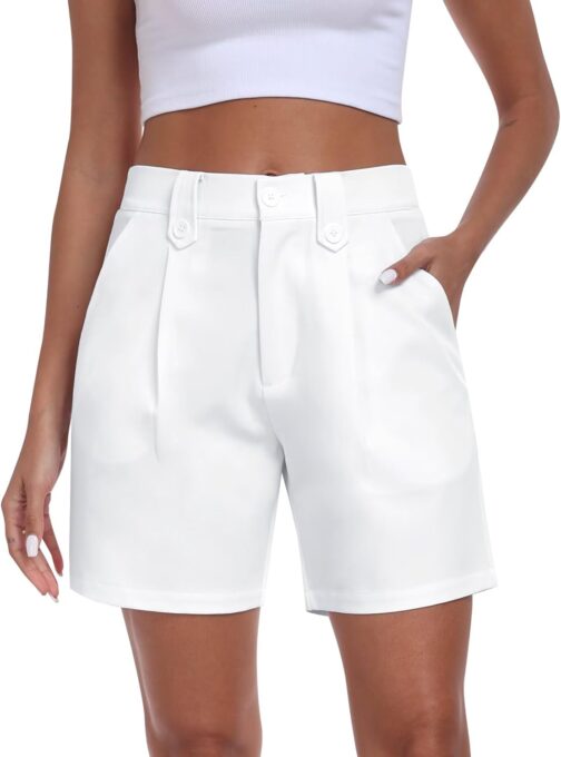 MoFiz Bermuda Shorts Women's Summer Shorts with Pockets Business Cargo Trousers Casual for Golf Hiking Travel