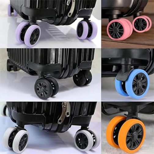 RHQFDM Pack of 8 Luggage Wheel Sleeves, Colourful Silicone Luggage Wheel Covers, Luggage, Suitcase, Wheels Cover, Reduces Noise, Luggage Roll Protection, Luggage Wheels Protection, Suitable for Most – Bild 3