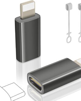 layajia USB C to Lightning Adapter, USB C to Lightning Adapter for iPhone 14/13/12/11/iPad/Airpads, Supports Charging/Data Sync, Not for Headphones/Audio/OTG, Anti-Lost, Pack of 2, GunGrey
