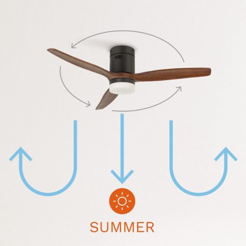 CREATE / Windcalm / Ceiling Fan with Lighting and Remote Control, Black Base with Dark Wood Blades / 40 W, Wi-Fi, Quiet, Diameter 132 cm, 6 Speeds, Timer, DC Motor, Summer and Winter Operations – Bild 8