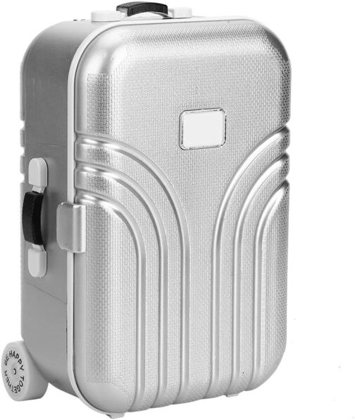 Ausla Trolley Suitcase Toy, Baby Suitcase Toy, Cute Plastic Rolling Suitcase, Mini Luggage Box, 15.5 x 10.5 x 7 cm (Silver) – Bild 3