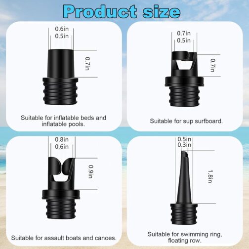 Sup Adapter for Compressor, Sup Pump Adapter with 4 Pieces Gas Nozzle, Inflatable, Portable Sup Valve Adapter for Paddleboards, Inflatable Boats, Kayaks, Stand Up Paddleboards, Swimming Rings – Bild 3