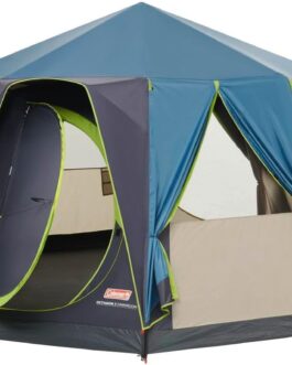 Coleman Octagon camping tent for 8 people, family tent with 360° all-round view, robust steel pole construction, easy to assemble, 100% waterproof WS