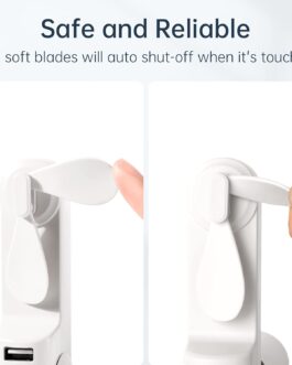 JISULIFE Handheld Fan, Mini Portable Handheld Fan, Battery Operated [14-21 Hours], Rechargeable, Foldable USB Fan, Quiet Personal Fan with Power Bank, Torch – White