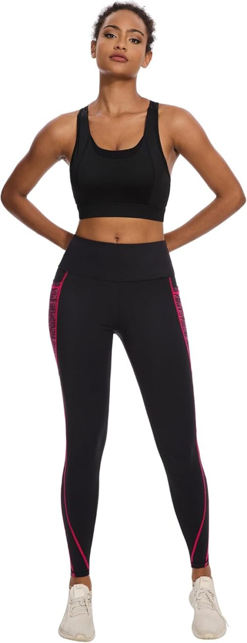 Rexspek Women's Sports Leggings with Pocket, Sports Trousers Women's High Waist Running Trousers Women's Long Fitness Trousers – Bild 3