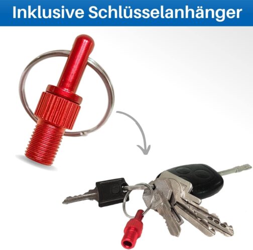 HiLo sports Bicycle Valve Adapter Set [With Keychain] – 3 Pieces Valve Adapters Made of Aluminium – Colourful Valve Adapter for the Bicycle with Instructions (English language not guaranteed) – Bild 7