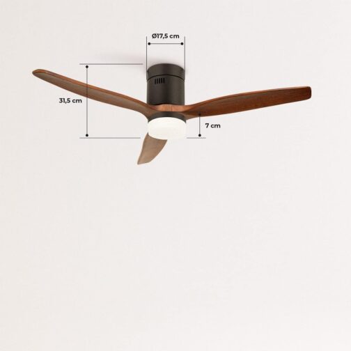 CREATE / Windcalm / Ceiling Fan with Lighting and Remote Control, Black Base with Dark Wood Blades / 40 W, Wi-Fi, Quiet, Diameter 132 cm, 6 Speeds, Timer, DC Motor, Summer and Winter Operations – Bild 6