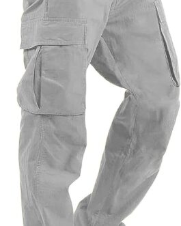 NEMXCE Men’s Cargo Trousers, Chino Trousers Made of Lightweight Cotton with 6 Pockets, Jogging Bottoms, Elastic Waist with Drawstring, Casual Trousers for Men
