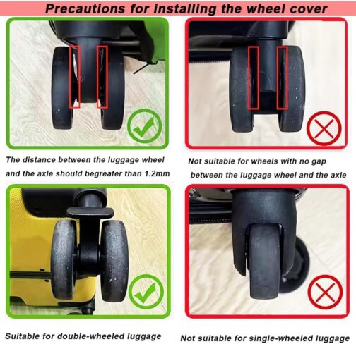 RHQFDM Pack of 8 Luggage Wheel Sleeves, Colourful Silicone Luggage Wheel Covers, Luggage, Suitcase, Wheels Cover, Reduces Noise, Luggage Roll Protection, Luggage Wheels Protection, Suitable for Most – Bild 8