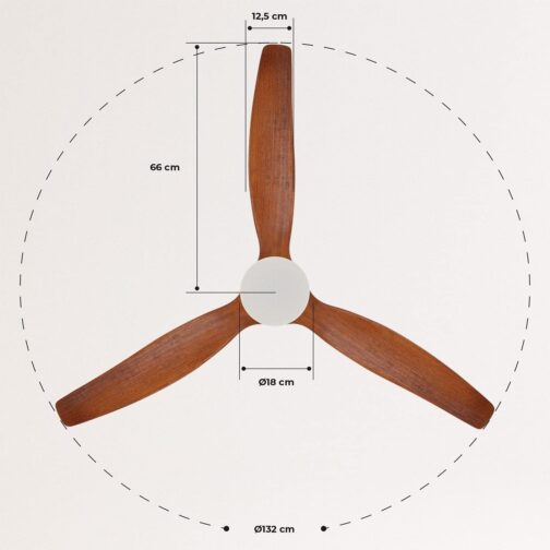 CREATE / Windcalm / Ceiling Fan with Lighting and Remote Control, Black Base with Dark Wood Blades / 40 W, Wi-Fi, Quiet, Diameter 132 cm, 6 Speeds, Timer, DC Motor, Summer and Winter Operations – Bild 7