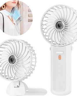 Lepwings Handheld Fan, Mini Fan USB Rechargeable, 5.5-16 Hours Runtime, 4 Wind Speeds, Foldable Quiet Small Fan for Travel, Office, Home and Outdoor – White