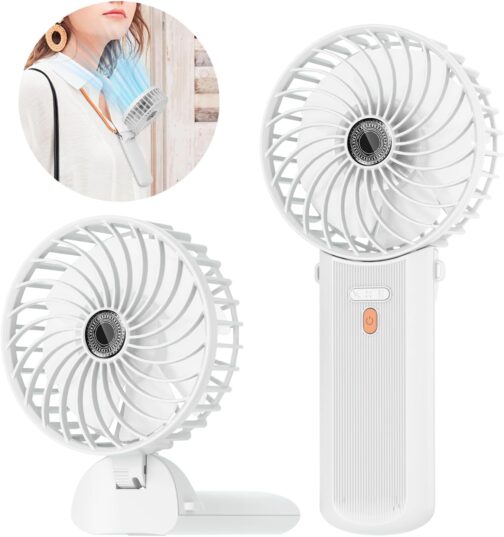 Lepwings Handheld Fan, Mini Fan USB Rechargeable, 5.5-16 Hours Runtime, 4 Wind Speeds, Foldable Quiet Small Fan for Travel, Office, Home and Outdoor - White