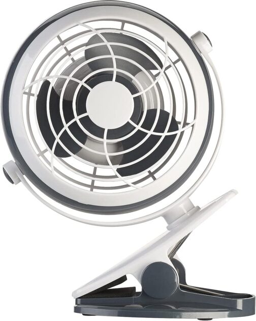 Sichler Haushaltsgeräte Clamp Fan: Mobile Fan with Clamp, USB & Battery Operation, 3 W, Diameter 12.7 cm (Fan Clip, for Clamping, Ceiling Fan) – Bild 4