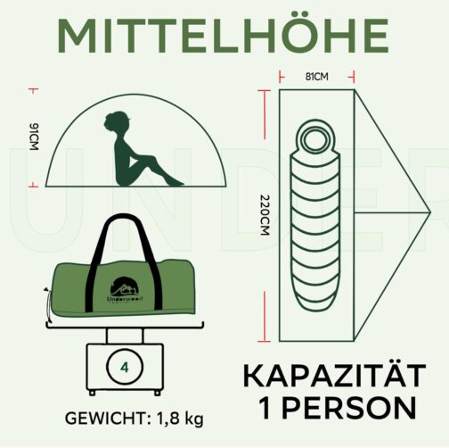 1 Person Camping Tent – 4 Seasons Waterproof 1 Man Tent with Small Pack Size, Ultralight 1 Person Tent for Winter, Easy Assembly Tent for Outdoors, Hiking, Trekking Underwood Aggregator – Bild 5