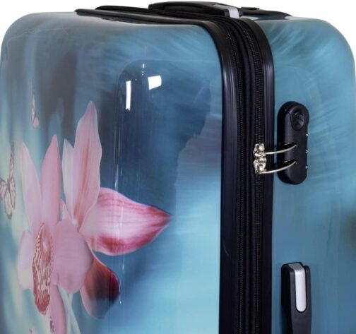 Trendyshop365 Travel Suitcase Large Hard Case with Printed Design, 4 Wheels, Colourful, orchid, Suitcase – Bild 4