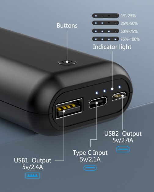 Heganus PowerBank Slim, Portable, High-Capacity External Battery for iPhone, Samsung Galaxy, iPad, Huawei, etc. – Bild 3
