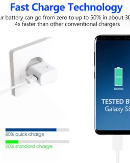 Charger Quick Charge for Samsung Mobile Phone, (2-Pack) Adaptive Fast Charger Power Supply with USB Type C Charging Cable for Samsung Galaxy S8, S9, S10 Plus, A05s A13 A15 A16 A20 A35 A36 A40 A56 M30