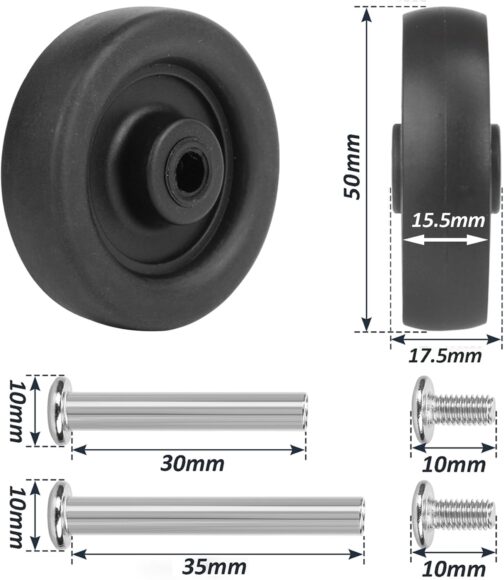 GUGULUZA Set of 4 Replacement Wheels for Suitcase, 50 x 17.5 mm Suitcase Wheels, Replacement Wheels for Suitcase, Trolley, Suitcase, Travel Suitcase – Bild 2