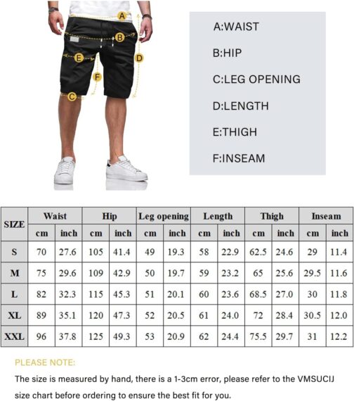 VMSUCIJ Men's Cotton Cargo Shorts Slim Fit Summer Cargo Trousers Short with Pockets – Bild 6