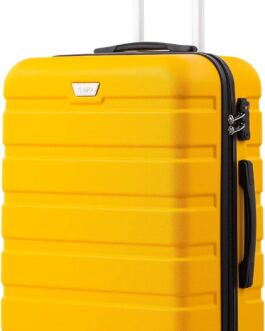 COOLIFE Hard Shell Suitcase Trolley Suitcase Travel Suitcase Board Case Hand Luggage with TSA Lock and 4 Wheels, lemon yellow, Hand luggage, Premium suitcase