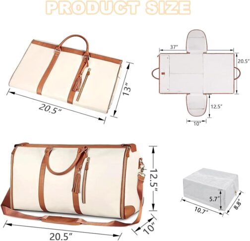 Foldable Travel Bag, Hand Luggage Bag, Foldable Travel Bag, Garment Bag, Travel Bag, Carry On Bag, Large Travel Bag, Luggage Bag, Waterproof Garment Duffle Bag, Travel Bag Foldable, White, Casual – Bild 2