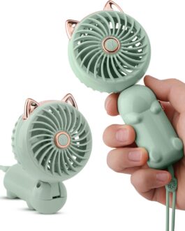JYPS Portable Handheld Fan, Mini USB Fan with Rechargeable Battery and 3 Speeds Cute Personal Small Electric Fan for Girls/Women/Kids Travel Foldable