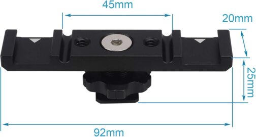 Dual Cold Shoe Mount Bracket, Dual Cold Shoe Mount Plate Adapter, Dual Hot Shoe Extension Bar for Nikon Canon Sony DSLR Camera Flash LED Video Light Microphone – Bild 4