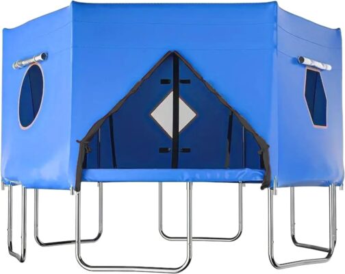 Trampoline Outdoor Tent - 427 cm Children's Trampoline Canopy Cover - Green Accessories for Straight Rods Trampolines with 6 Poles for Wind and Sun Protection (Blue)