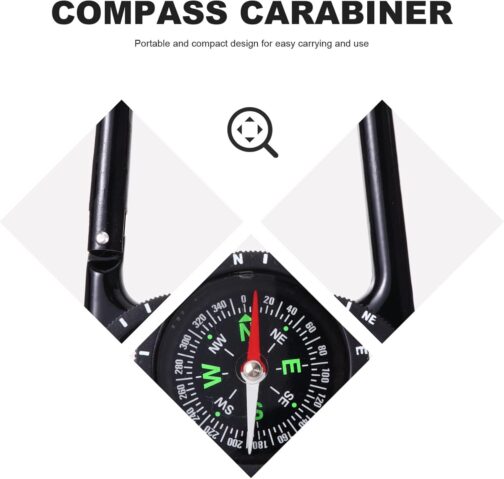 BESPORTBLE Compass Carabiner: Compass Portable Camping Orientation Running Compass Hiking Compass with Hook Ring Multifunctional Compass for Camping Navigation – Bild 9