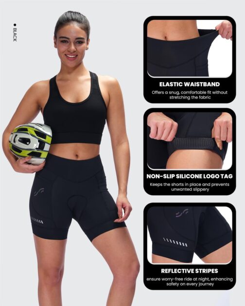 Sportneer Women's Cycling Shorts with Seat Padding 4D Padded Cycling Shorts with Pocket Elastic Breathable Cycling Shorts Women's Padding Pain-Free Quick-Drying – Bild 5