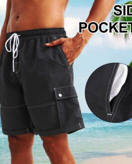 riemot Badeshorts Herren Schnelltrocknend Badehose Kurzen Strandhose Boardshorts Atmungsaktiv Sporthose Trainingshose mit Mesh-Futter und Verstellbarem Tunnelzug Größe S-3XL
