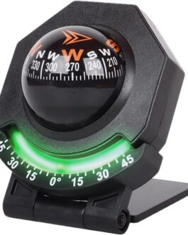 Car Compass Dashboard | Foldable Glow in the Dark Bullet Compass | Built-in Sloppe Meter for High Precision Navigation | Portable Marine Compass for Car, Truck and Vehicle Decoration