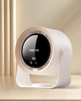 Refluxe Table Fan: USB Rechargeable Quiet Table Fan with 5400mAh Battery & LED Display, Stepless Speed Control, 90° Swivel & Hanging for Office, Bedroom, Dorm